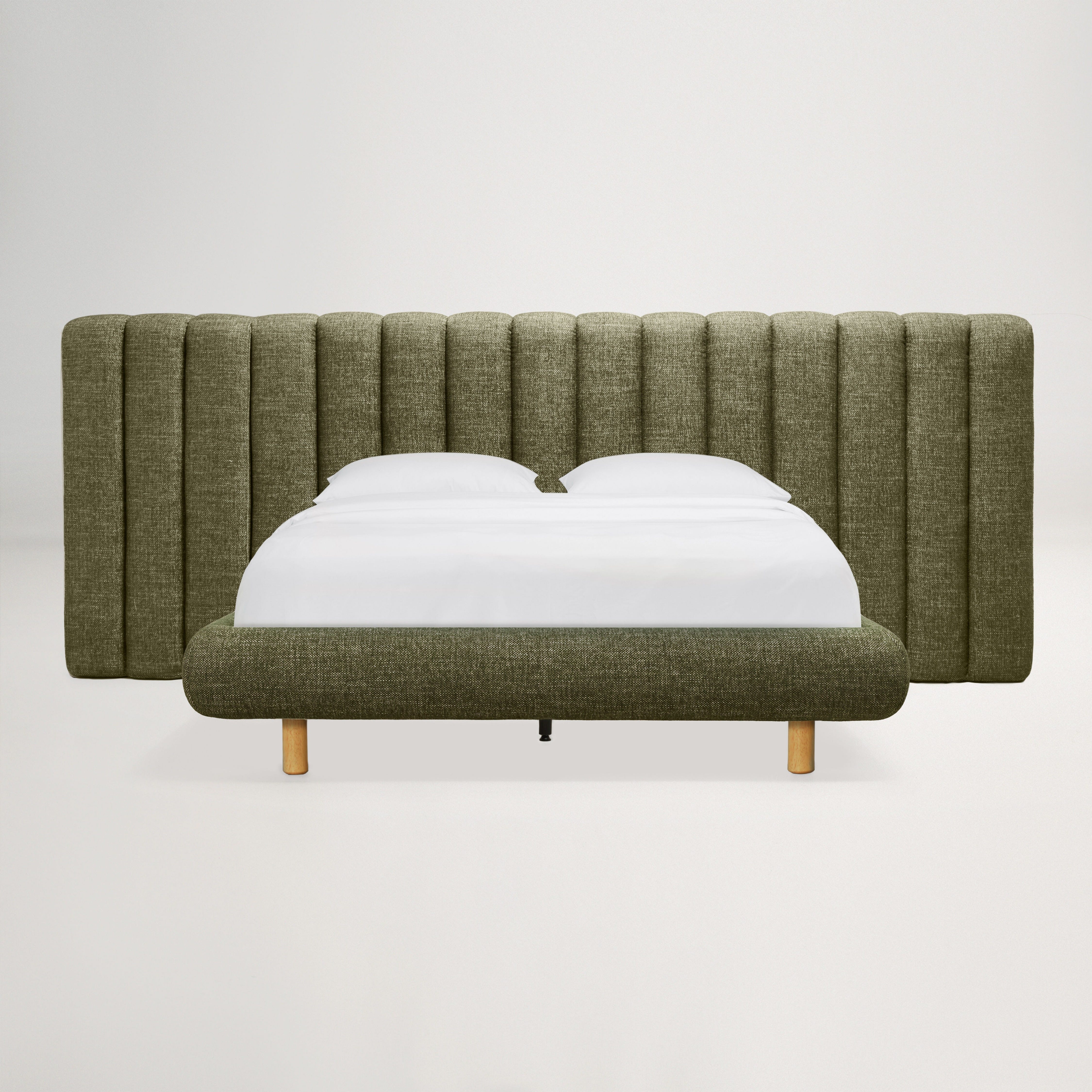 Arlo Floating Double Bed (Tufted Wide Headboard)