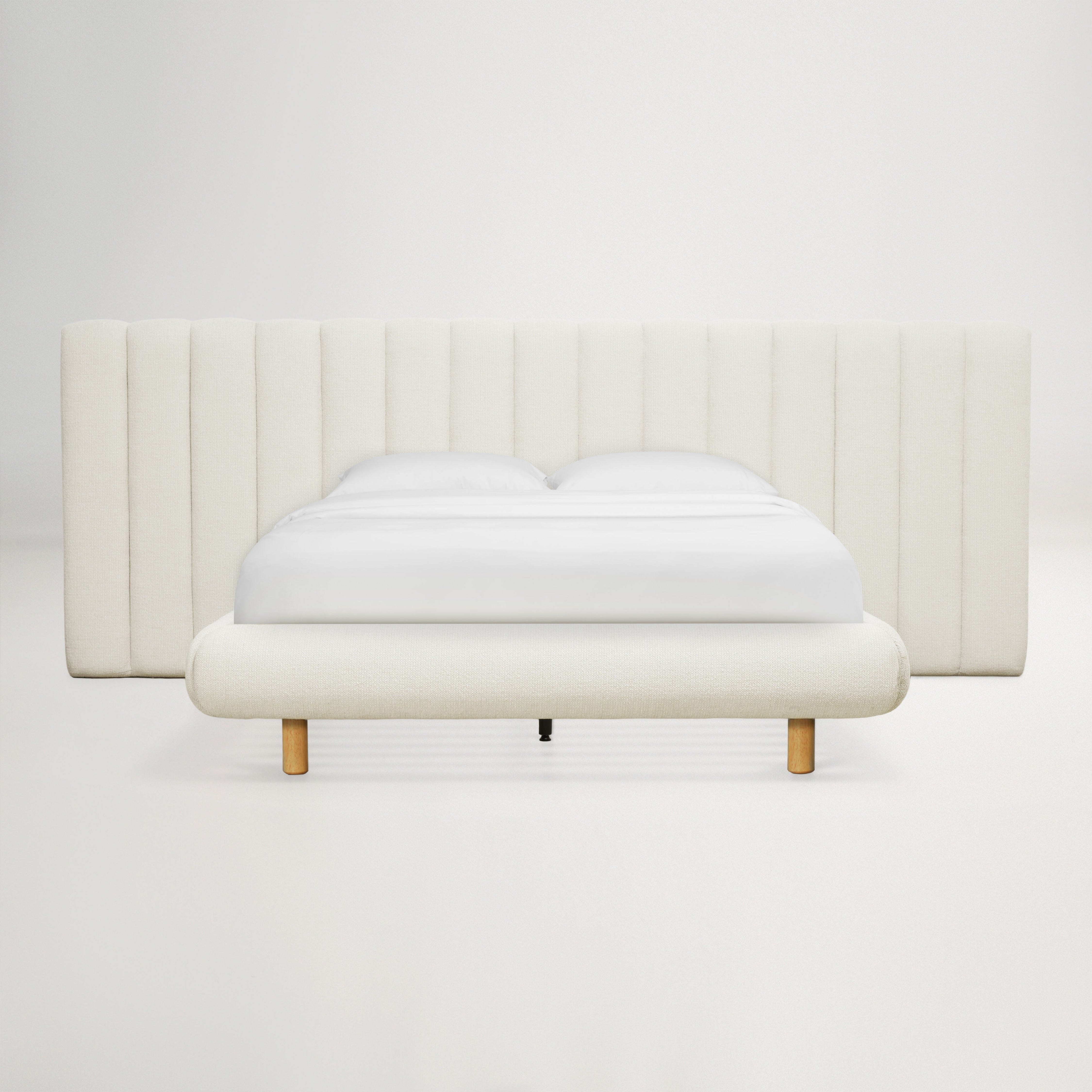 Arlo Floating Double Bed (Tufted Wide Headboard)