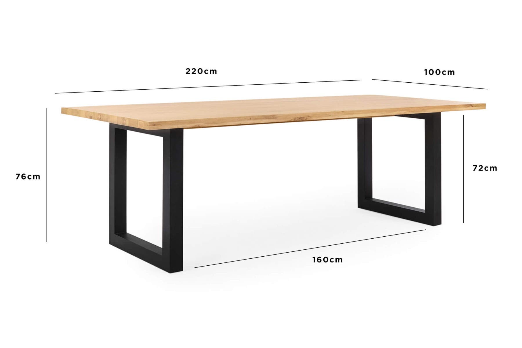Bronte Natural 220cm Dining Table | Black Legs