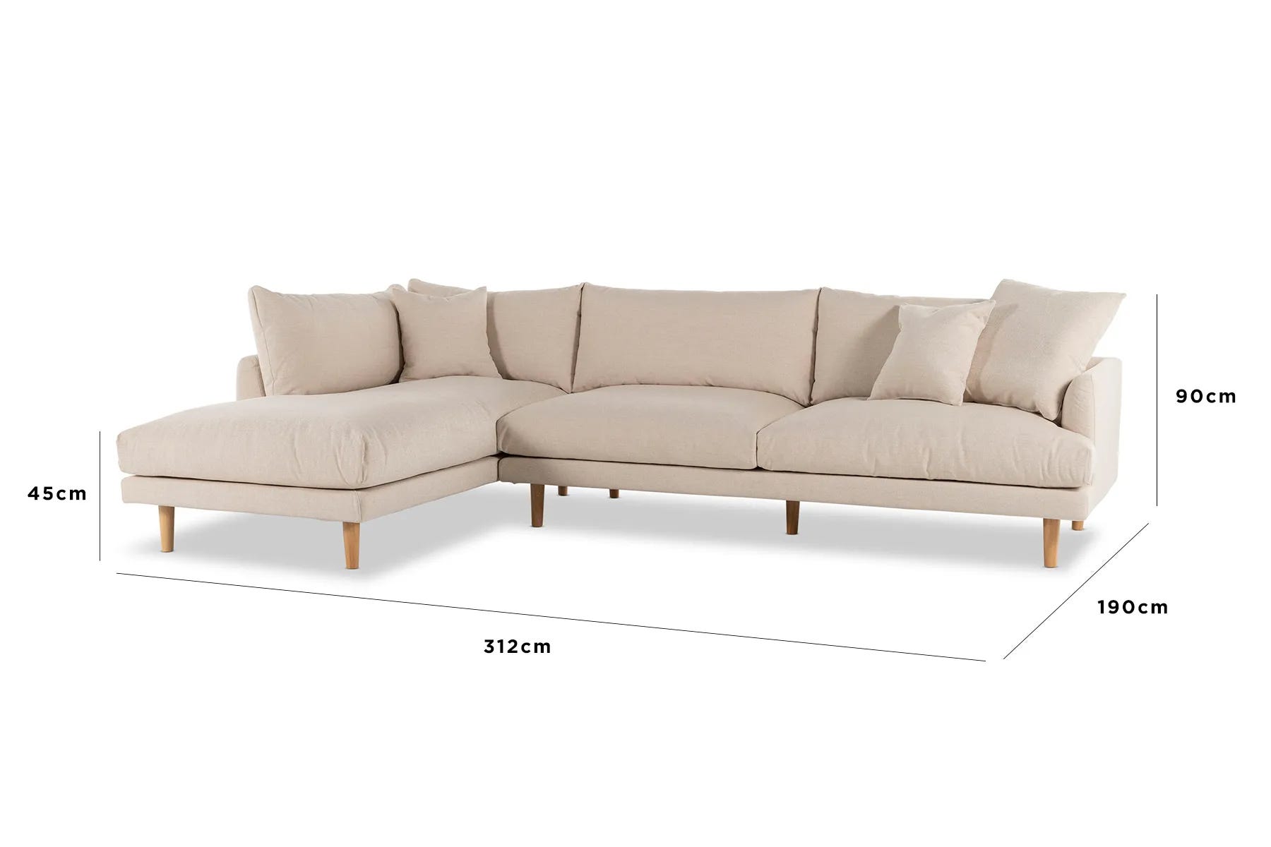 Hampton Left Chaise Lounge Removable Linen Covers