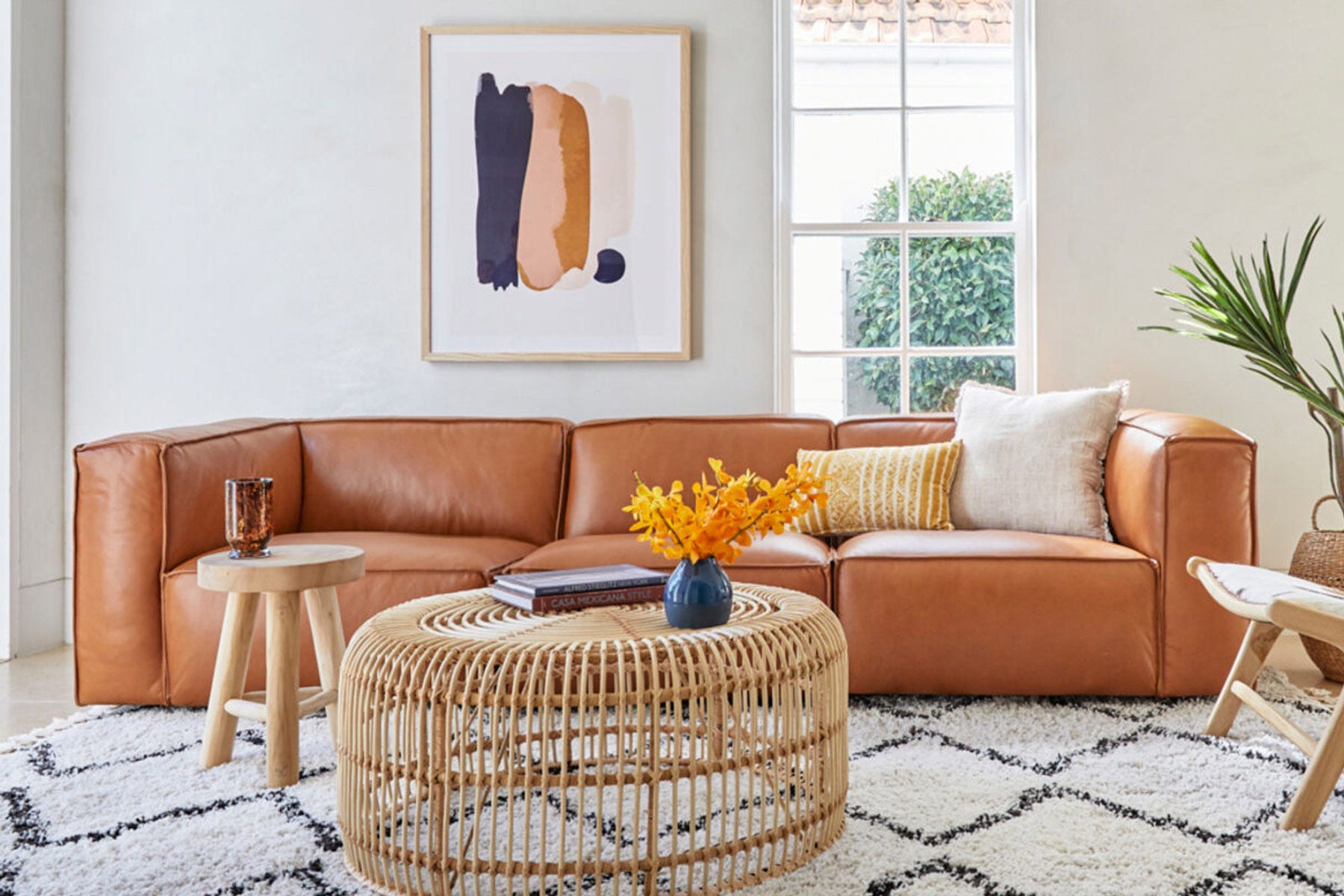 Linden Leather 4 Seat Sofa Ranch Tan Lounge Lovers