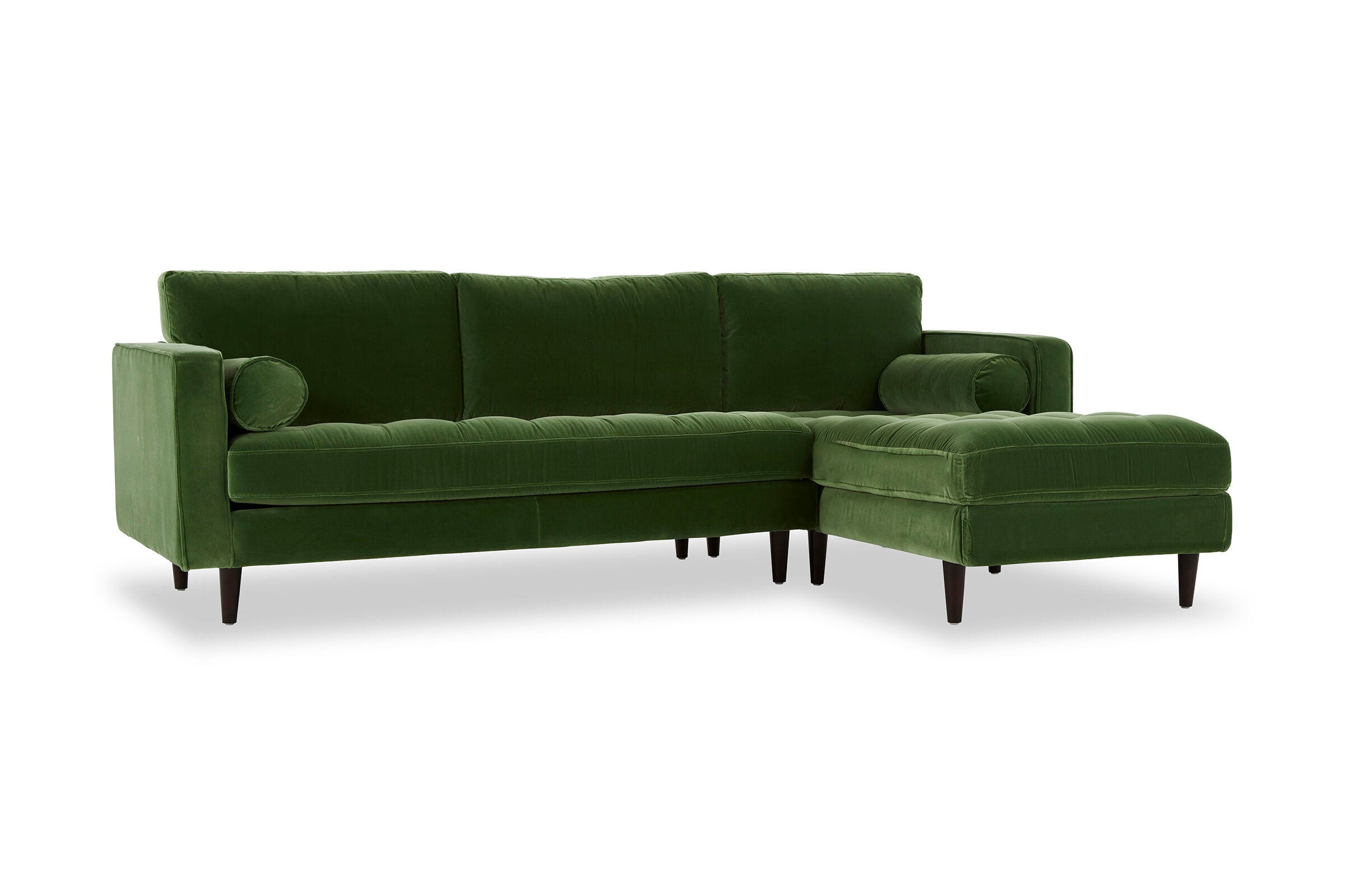 Green velvet outlet sofa chaise