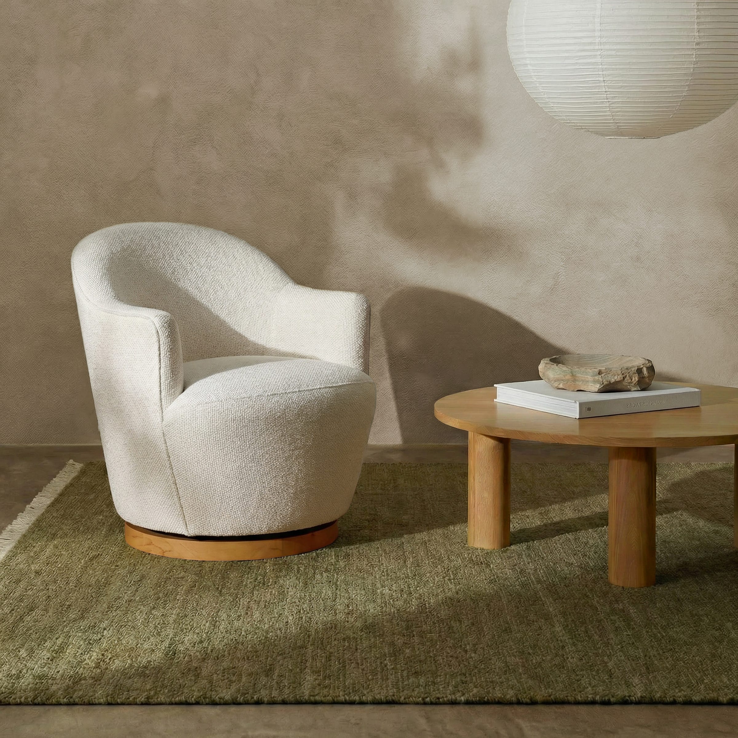 Chloe Swivel Armchair | Ivory Boucle