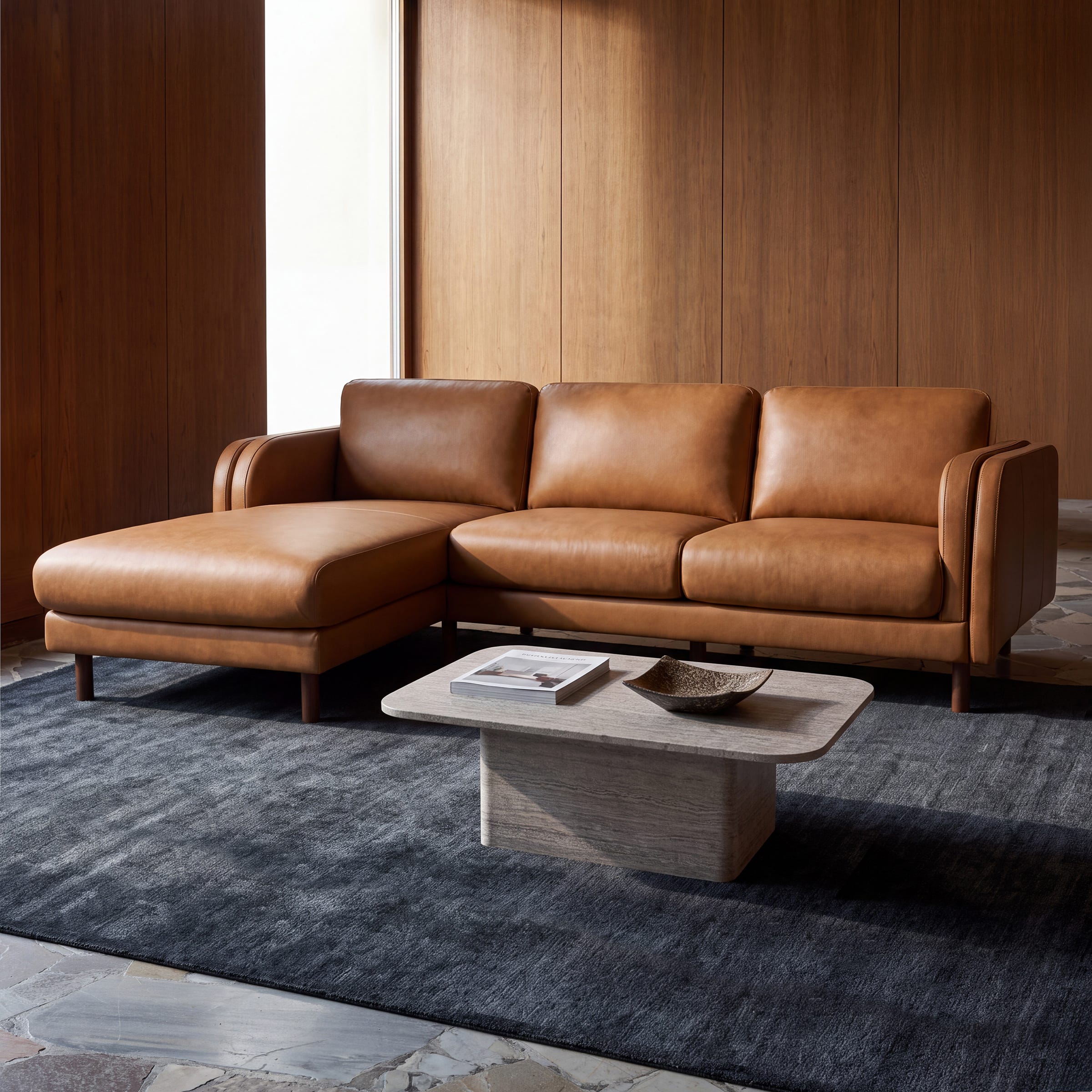 Lila Leather Left Chaise Sofa