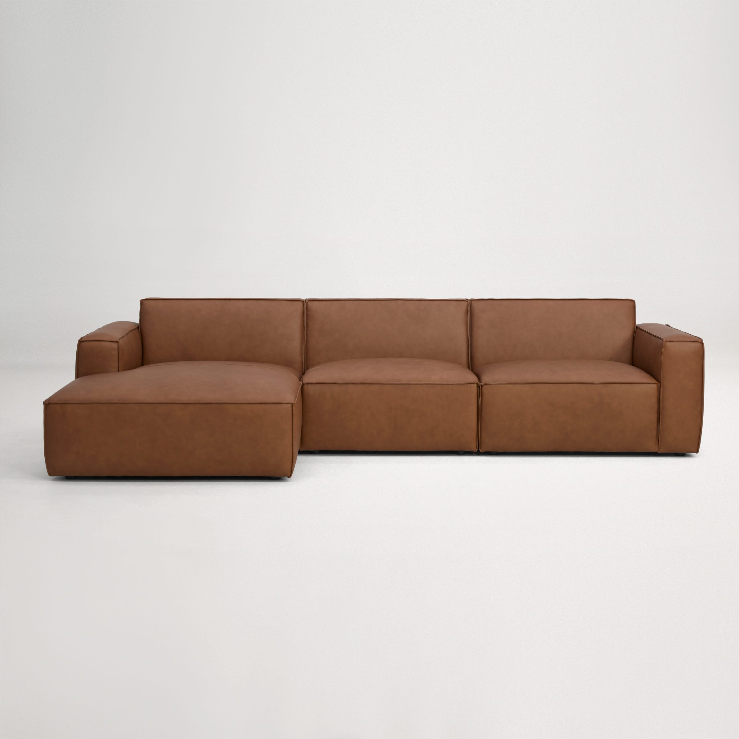 Jude Leather Left Chaise Sofa