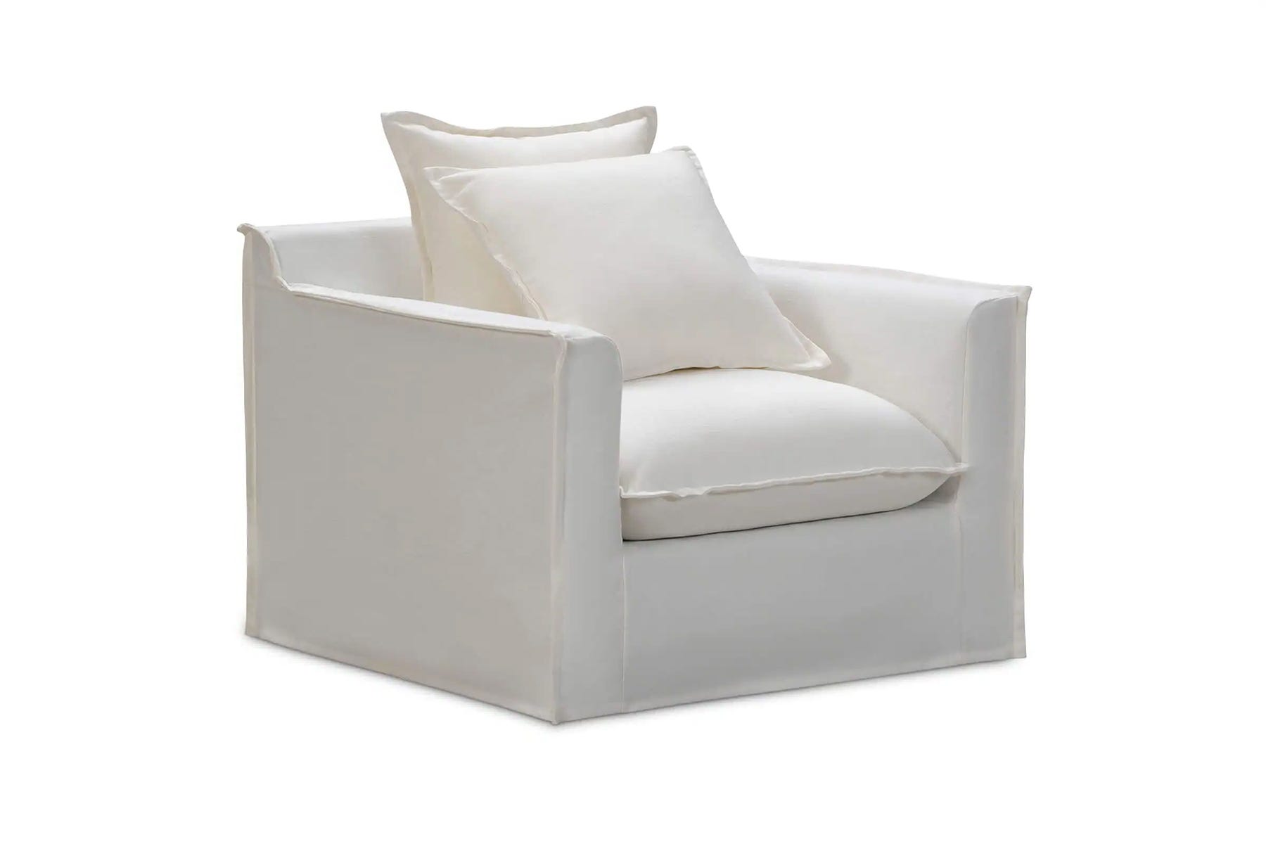 White on sale linen armchair