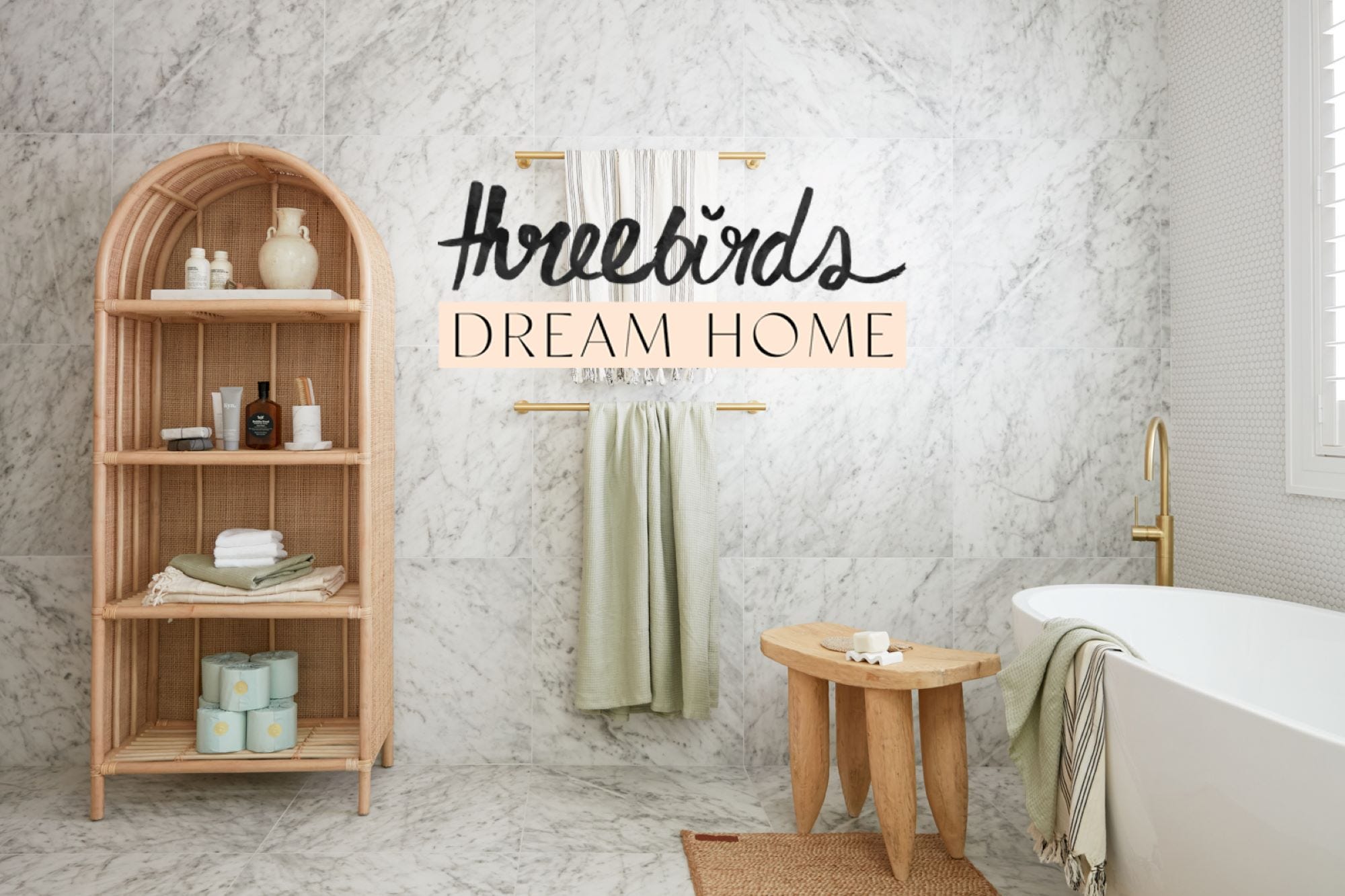 5 ways to elevate your bathroom decor, inspired by Three Birds Dream Home