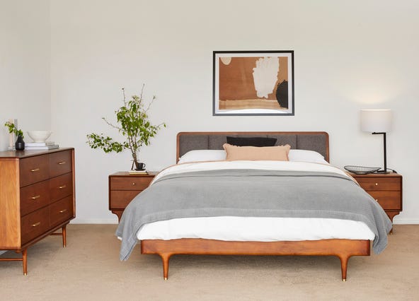 Manhattan Bedside Table Walnut 2 Drawer Style Shoot