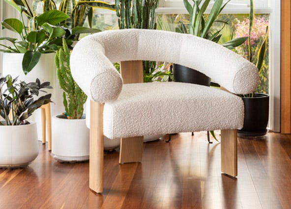 Yoko Chair Ivory Boucle Style Shoot
