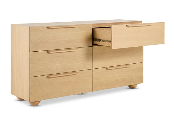 Arlo Chest of Drawers Oak Angle Open Drawer