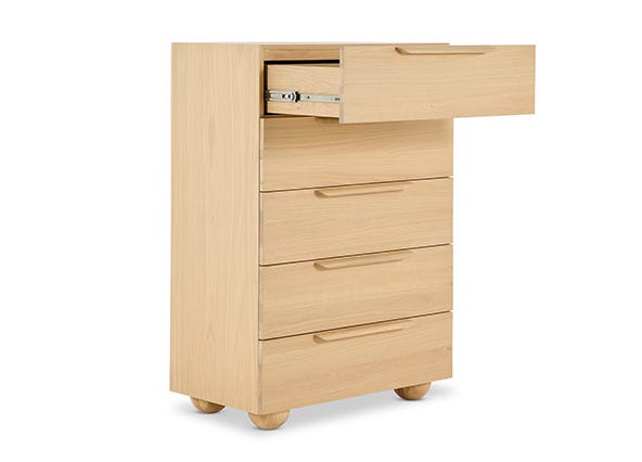 Arlo Tallboy Oak Angle Open Drawer