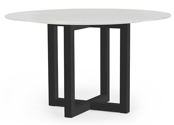 Bronte Round Marble Dining Table Black Legs Angle