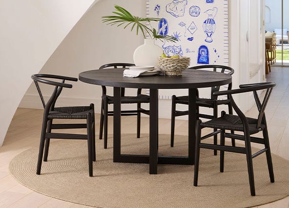 Bronte Round Dining Table Top 150cm Black Style Shoot