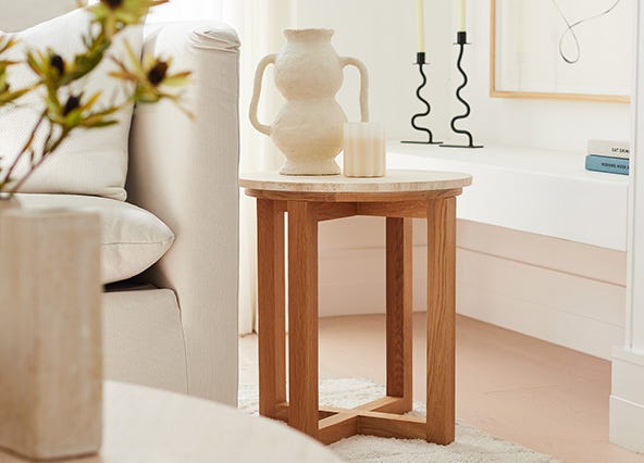 Bronte Side Table Travertine Style Shoot