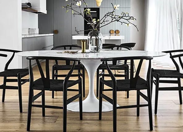 Clover Marble Dining Table Oval Style Shoot