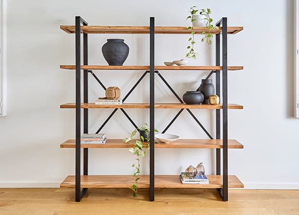 Dakota Bookshelf Teak Front Style Shoot