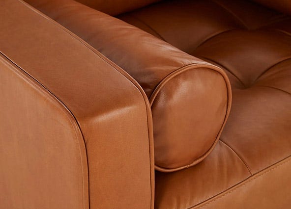 Draper Armchair Ranch Tan Bolster Up Close