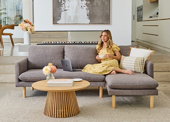 Frankie Chaise Sofa Light Grey Style Shoot