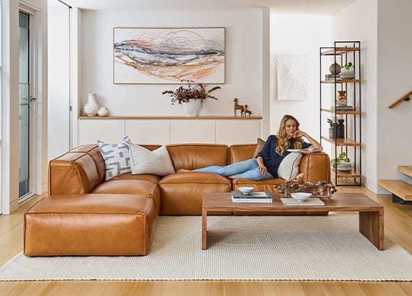 Linden Left Hand Corner Sofa Ranch Tan Style Shoot