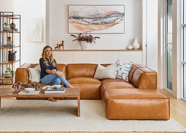 Linden Right Hand Corner Sofa Ranch Tan Style Shoot
