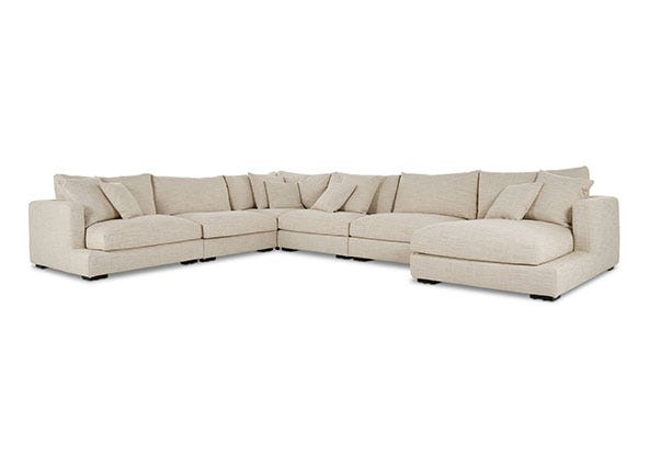 Long Beach 6pc Right Chaise Sofa Sienna Natural Angle