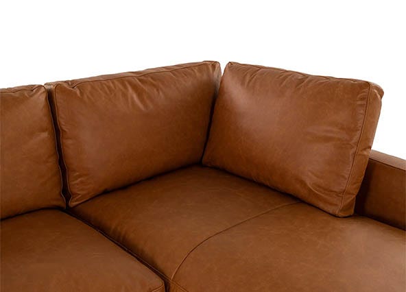 Long Beach Leather Mini Corner Sofa Cushions Up Close