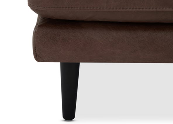 Alice Leather Left Corner Sofa Phoenix Coffee Leg Up Close