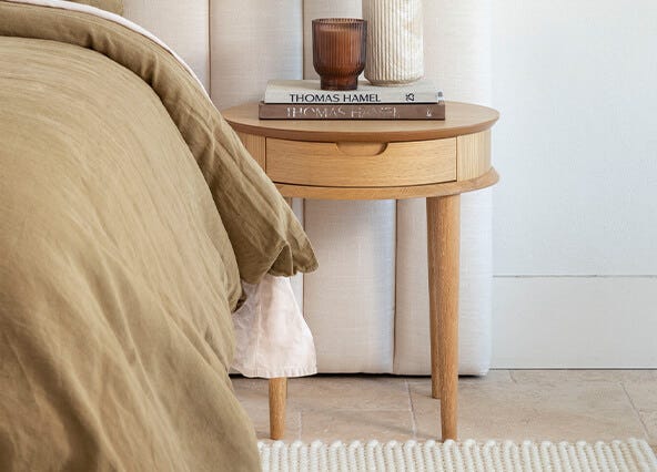 Erikson Round Bedside Table Style Shoot