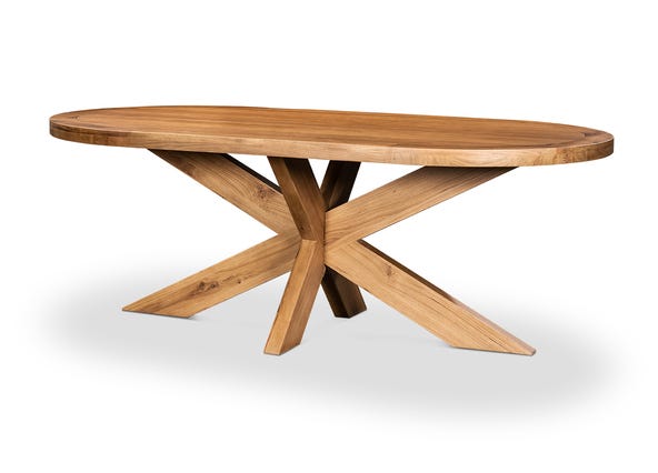 Galaxy Oval Dining Table Oak Angle