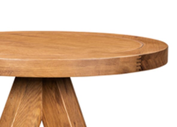Galaxy Side Table Oak Top Front Up Close