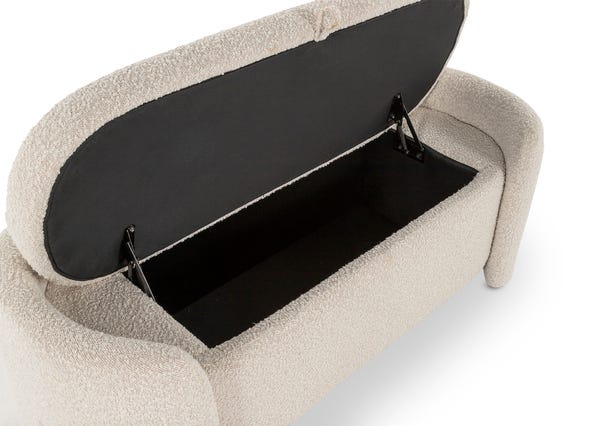 Juliet Ottoman Ivory Boucle Storage Open Angle