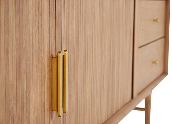 Manhattan TV Unit Oak Door Accent Drawers Up Close