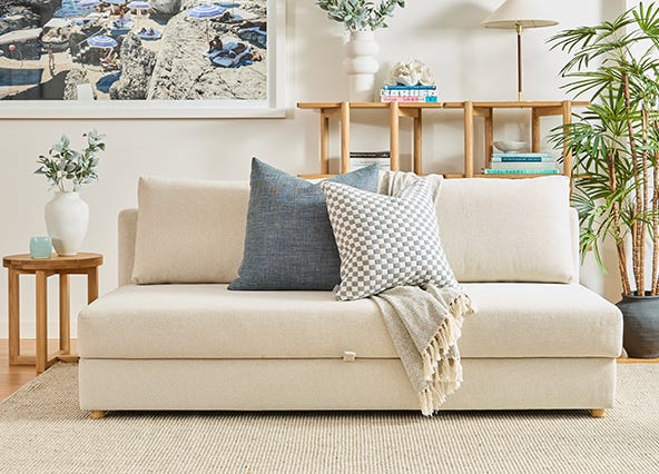 Miami 3S Sofa Bed Bailey Natural Front Style Shoot