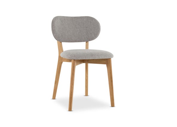 Mickey Dining Chair Oak & Light Grey Fabric Angle