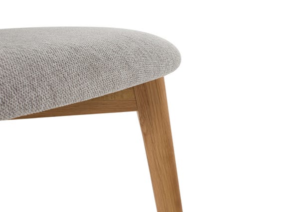 Mickey Dining Chair Oak & Light Grey Fabric Leg Up Close