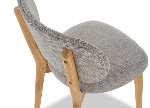 Mickey Dining Chair Oak & Light Grey Fabric Back Top View