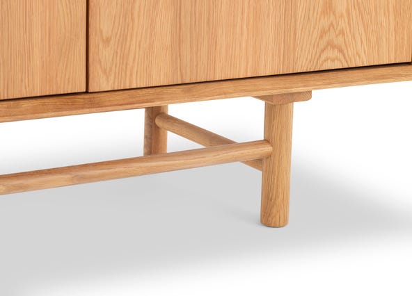 Ollie TV Unit Oak 160 Legs Up Close