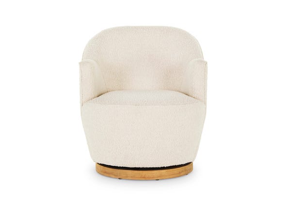 Chloe Swivel Chair Ivory Boucle Front