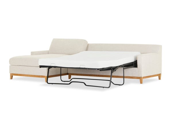 Cove Left Hand Sofa Bed Manhattan Sand Open Angle
