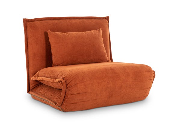 Happy 2 Seat Sofa Bed Copper Orange Corduroy