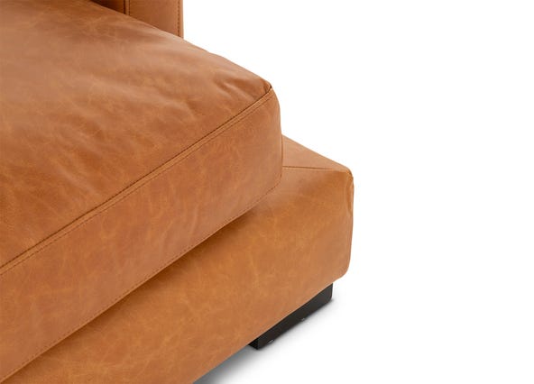 Long Beach Corner Phoenix Tan Seat Cushion and Legs Up Close