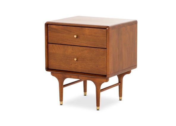 Manhattan Bedside Table Walnut 2 Drawer Angle