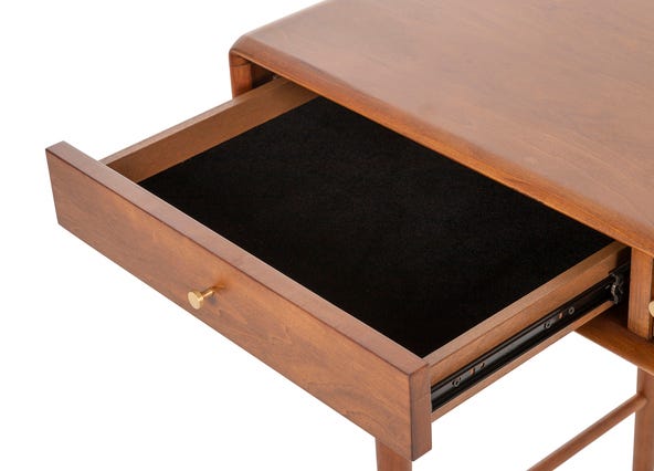 Manhattan Desk Walnut Open Drawer Up Close