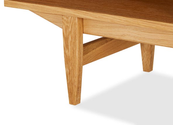 Markus TV Unit 120 Oak Legs Up Close