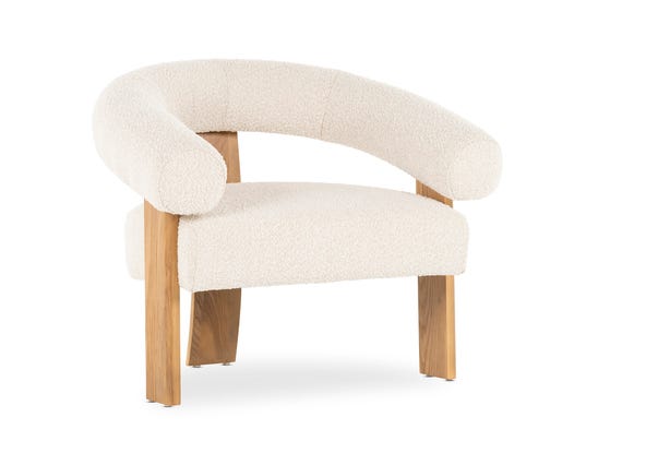 Yoko Chair Ivory Boucle Angle