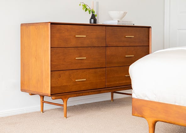Manhattan 6 Drawer Dresser Oak Angle