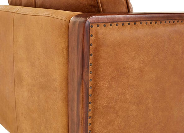 Nadia Leather 2 Seat Sofa Arm Up Close