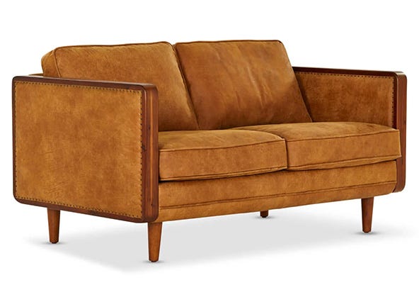 Nadia Leather 2 Seat Sofa Angle