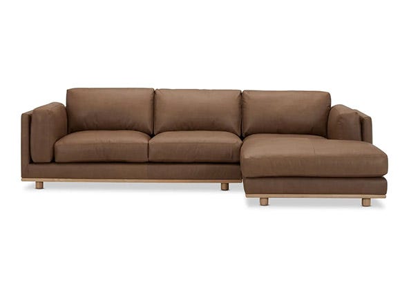 Nevada Leather Right Chaise Sofa Front