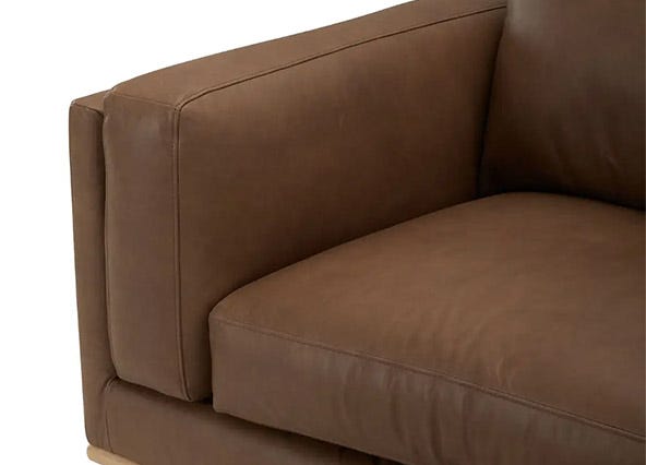 Nevada Leather Right Chaise Sofa Arm Up Close